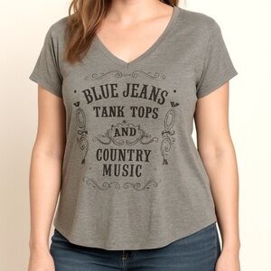 V-Neck Short Sleeve Graphic T-Shirt, XL